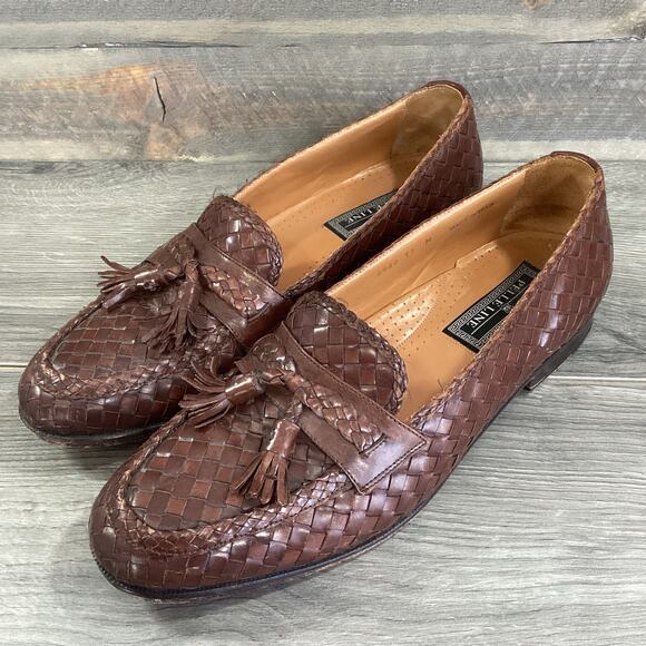 Pelle Line Tassled Woven Loafer Size 11M Leather Slip On Dress Shoe Brown Spain main image 13